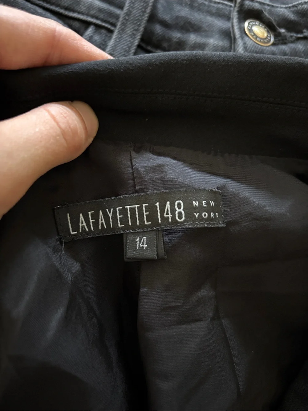 Lafayette 148 Stretch Wool Double Button Blazer Black Size 14 Women Business